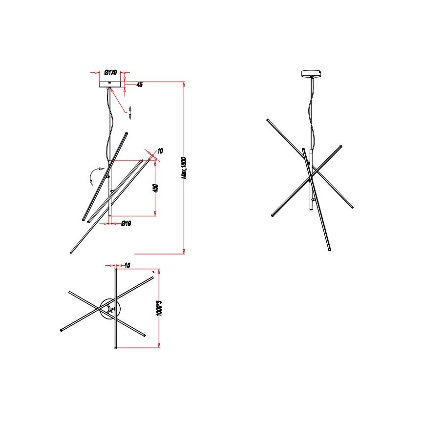 Trio - LED Stmievateľný luster na lanku TIRIAC 3xLED/8,5W/230V biela