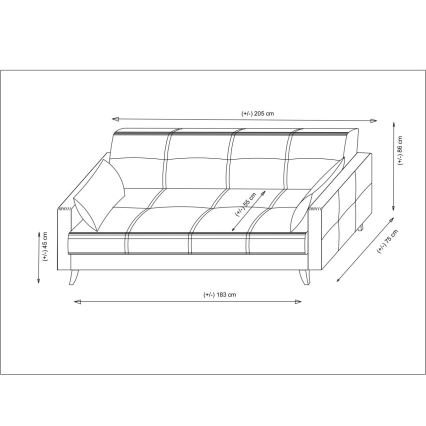 Trojmiestná rozkladacia pohovka KORFU tmavosivá