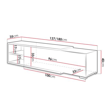 TV stolík CLIF 40x180 cm biela