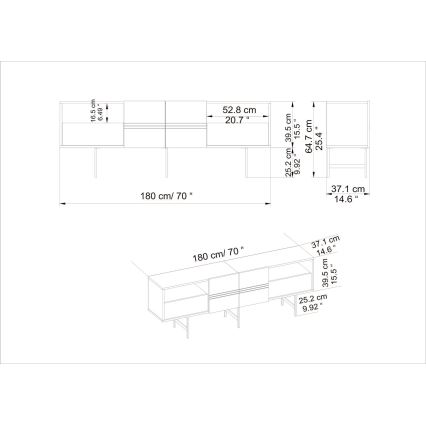 TV stolík DERIN 64,7x180 cm biela