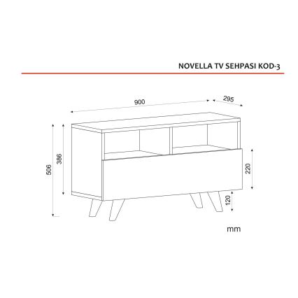 TV Stolík NOVELLA 50,6x90 cm biela/hnedá