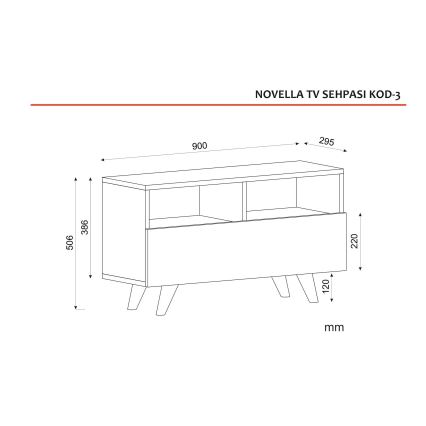 TV Stolík NOVELLA 50,6x90 cm biela/hnedá