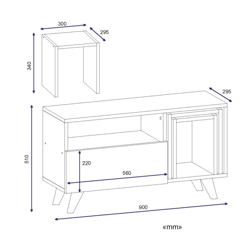 TV stolík NOVELLA 51x90 cm biela/hnedá