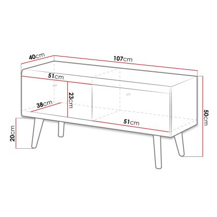 TV stolík PRIMO 50x107 cm dub riviera/biela