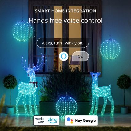 Twinkly - LED RGBW stmievateľný vonkajší vianočný sob REINGEERS 250xLED IP44 Wi-Fi