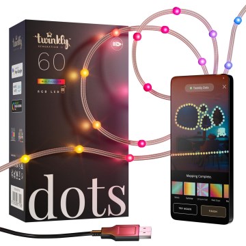 Twinkly - LED RGB Stmievateľný vianočný reťaz DOTS 60xLED 7 m USB Wi-Fi