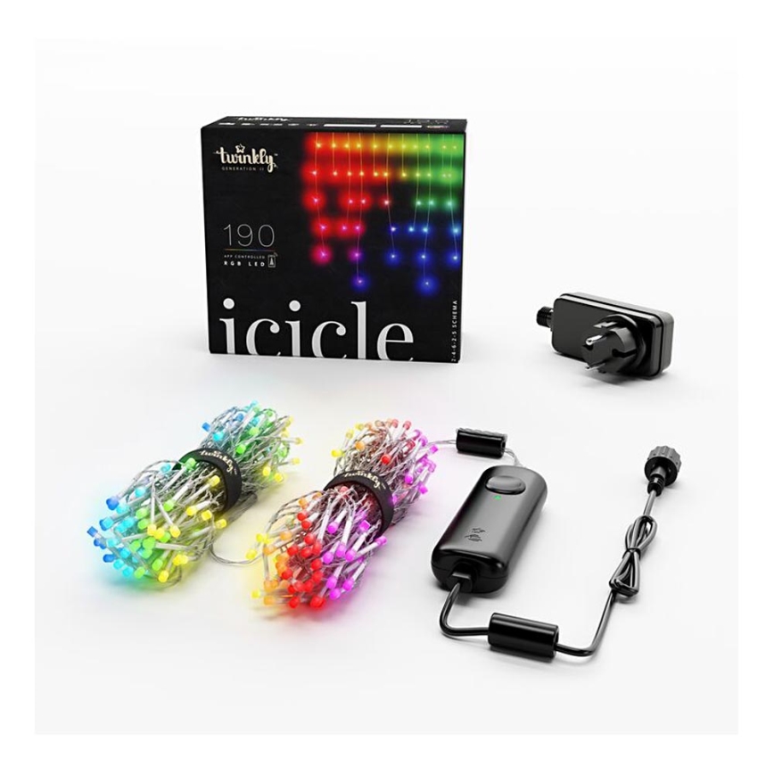 Twinkly - LED RGB Stmievateľný vonkajší vánoční závěs ICICLE 190xLED 11,5m IP44 Wi-Fi