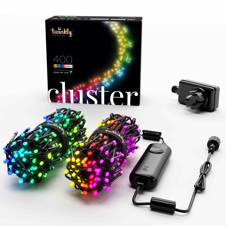 Twinkly - LED RGBW Stmievateľná vonkajšia vianočná reťaz CLUSTER 400xLED 9,5m IP44 Wi-Fi