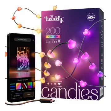 Twinkly - RGB LED stmievateľný svetelný reťazec CANDIES, 200× LED, 14 m, USB, Wi‑Fi