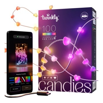 Twinkly - stmievateľný LED RGB svetelný reťazec CANDIES 100xLED 8 m USB Wi-Fi