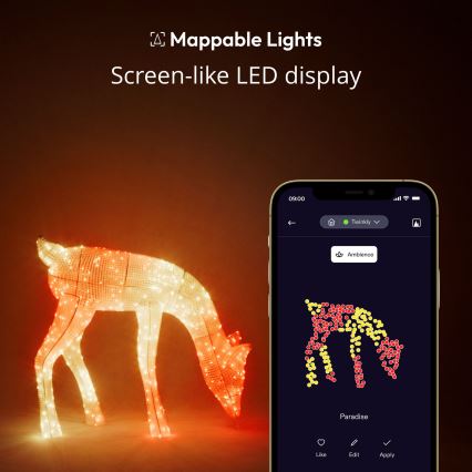 Twinkly - LED RGBW Stmievateľný vonkajší vianočný sob REINGEERS 160xLED IP44 Wi-Fi