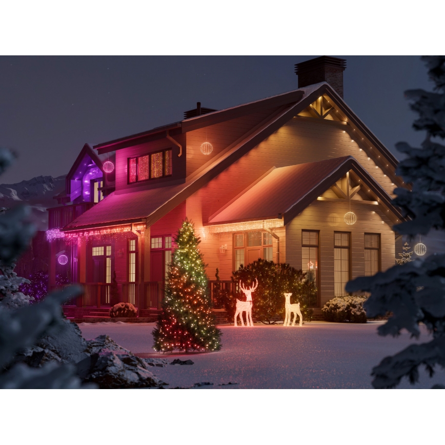 Twinkly - LED RGBW Stlmiteľný vonkajší vianočný sob REINGEERS 200xLED IP44 Wi-Fi