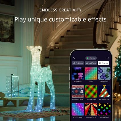 Twinkly - LED RGBW Stlmiteľný vonkajší vianočný sob REINGEERS 200xLED IP44 Wi-Fi