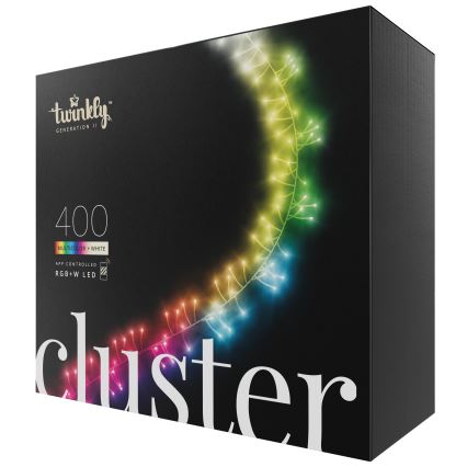 Twinkly - LED RGBW Stmievateľná vonkajšia vianočná reťaz CLUSTER 400xLED 9,5m IP44 Wi-Fi