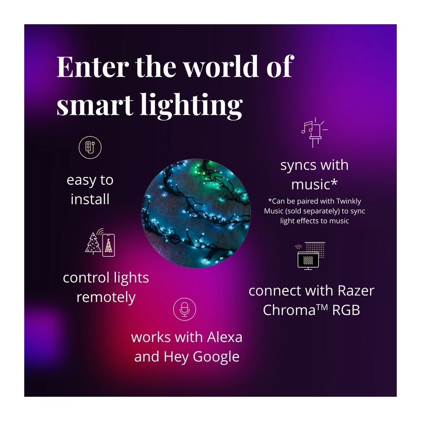 Twinkly - LED RGB Stmievateľný vonkajší vianočná reťaz CLUSTER 400xLED 9,5m IP44 Wi-Fi
