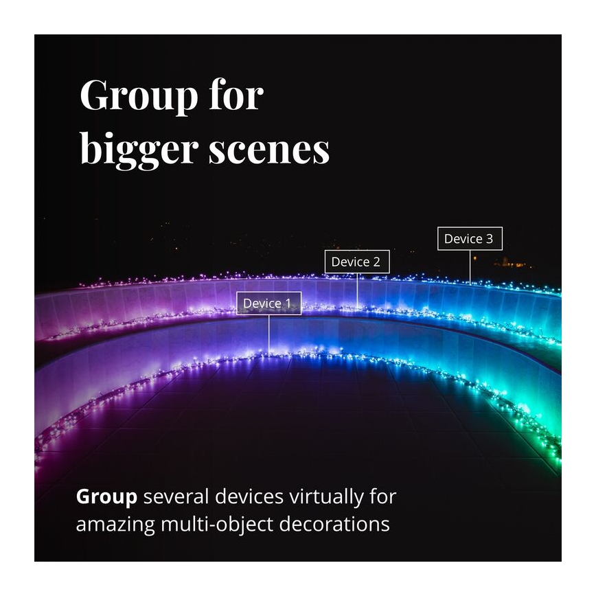 Twinkly - LED RGB Stmievateľný vonkajší vianočná reťaz CLUSTER 400xLED 9,5m IP44 Wi-Fi