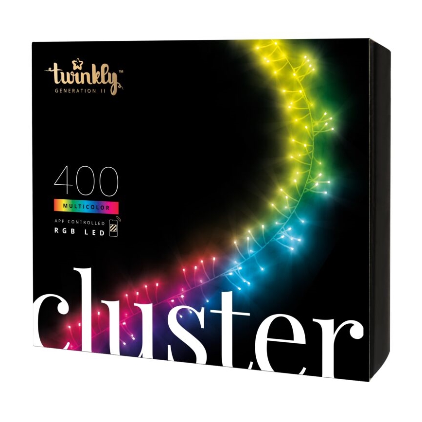 Twinkly - LED RGB Stmievateľný vonkajší vianočná reťaz CLUSTER 400xLED 9,5m IP44 Wi-Fi