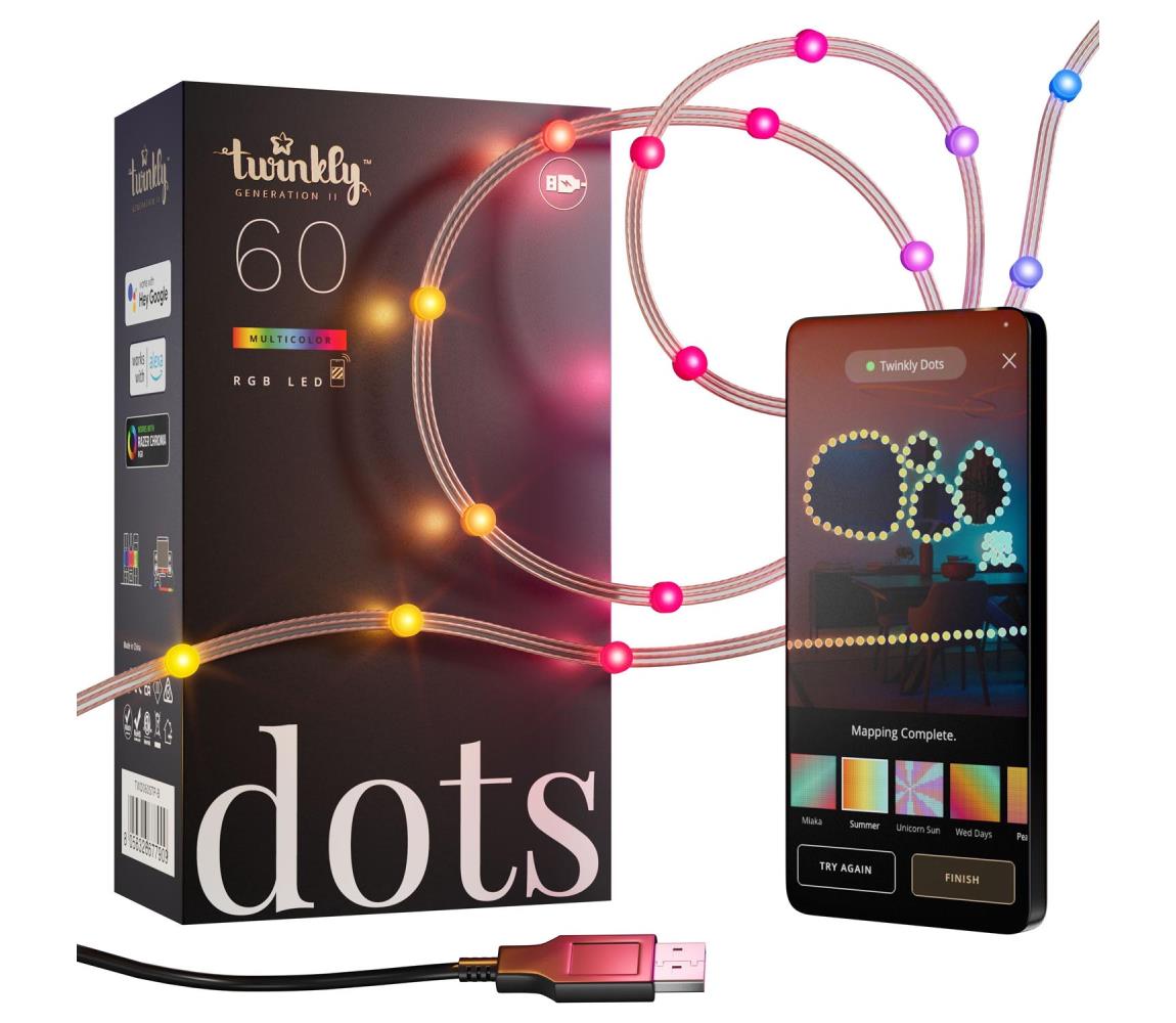 Twinkly TWD060STP-T - LED RGB stmievateľná reťaz DOTS 60xLED 7 m USB Wi-Fi TWD060STP-T