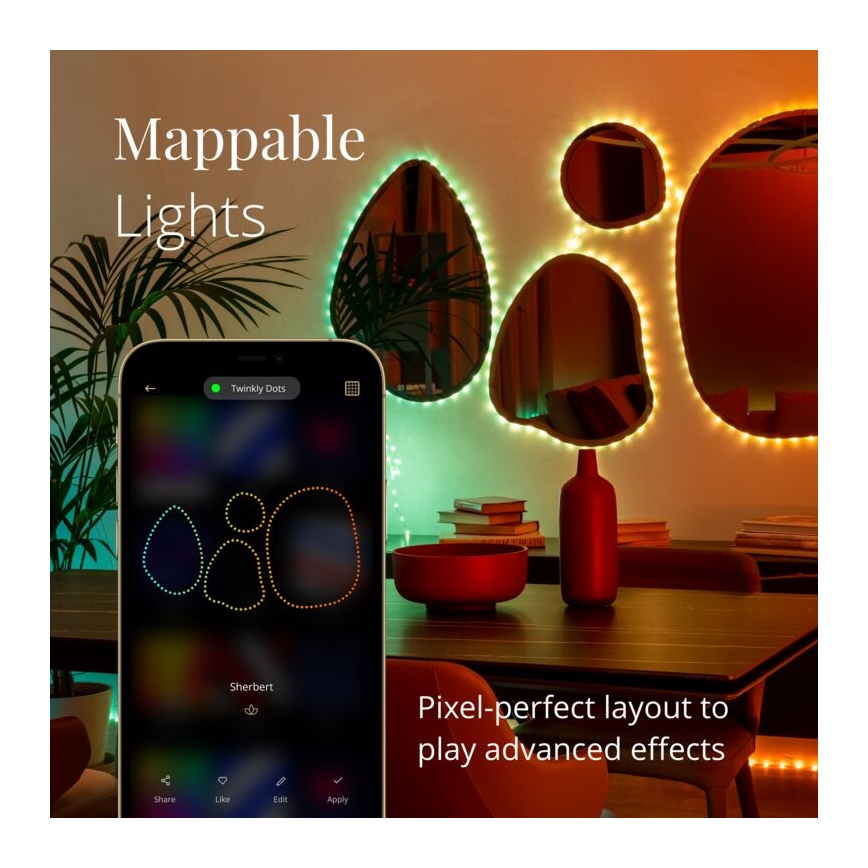 Twinkly - LED RGB Vonkajší stmievateľný pásik DOTS 400xLED 20 m IP44 Wi-Fi
