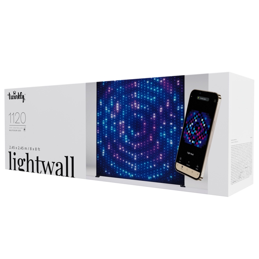 Twinkly - LED RGBW Stmievateľná hudobná vonkajšia svetelná stena LIGHTWALL 1120xLED 2,6x2,7 m IP44 Wi-Fi + Music Dongle