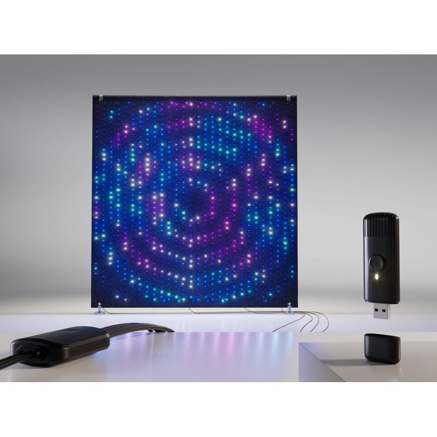 Twinkly - LED RGBW Stmievateľný vonkajší vianočný závěs LIGHTWALL 1120xLED 2,6x2,7 m IP44 Wi-Fi + Music Dongle