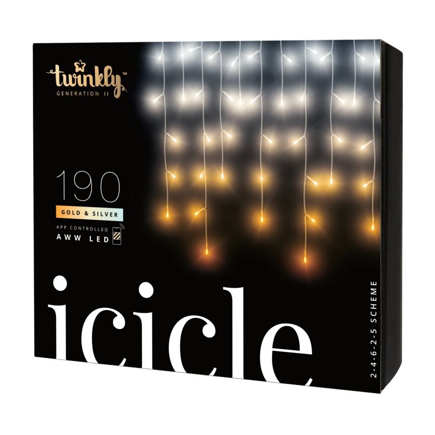 Twinkly - LED Stmievateľný vonkajší vánoční závěs ICICLE 190xLED 11,5m IP44 Wi-Fi