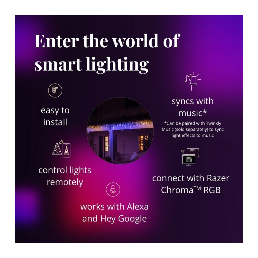 Twinkly - LED RGBW Stmievateľný vonkajší vianočný záves ICICLE 190xLED 11,5m IP44 Wi-Fi