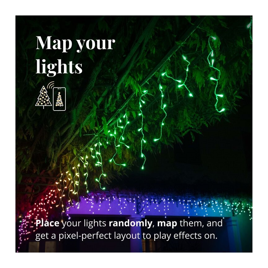 Twinkly - LED RGBW Stmievateľný vonkajší vianočný záves ICICLE 190xLED 11,5m IP44 Wi-Fi