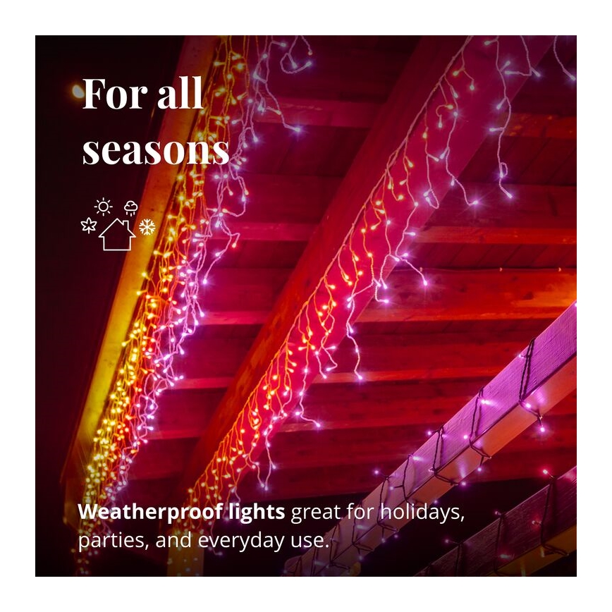 Twinkly - LED RGBW Stmievateľný vonkajší vianočný záves ICICLE 190xLED 11,5m IP44 Wi-Fi