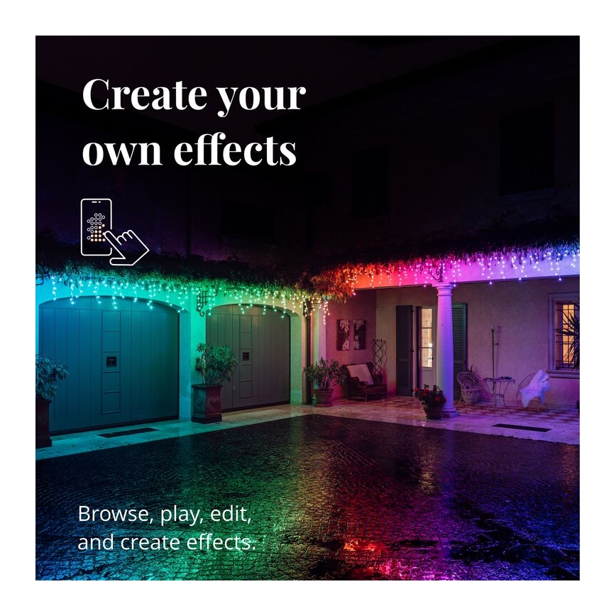 Twinkly - LED RGBW Stmievateľný vonkajší vianočný záves ICICLE 190xLED 11,5m IP44 Wi-Fi
