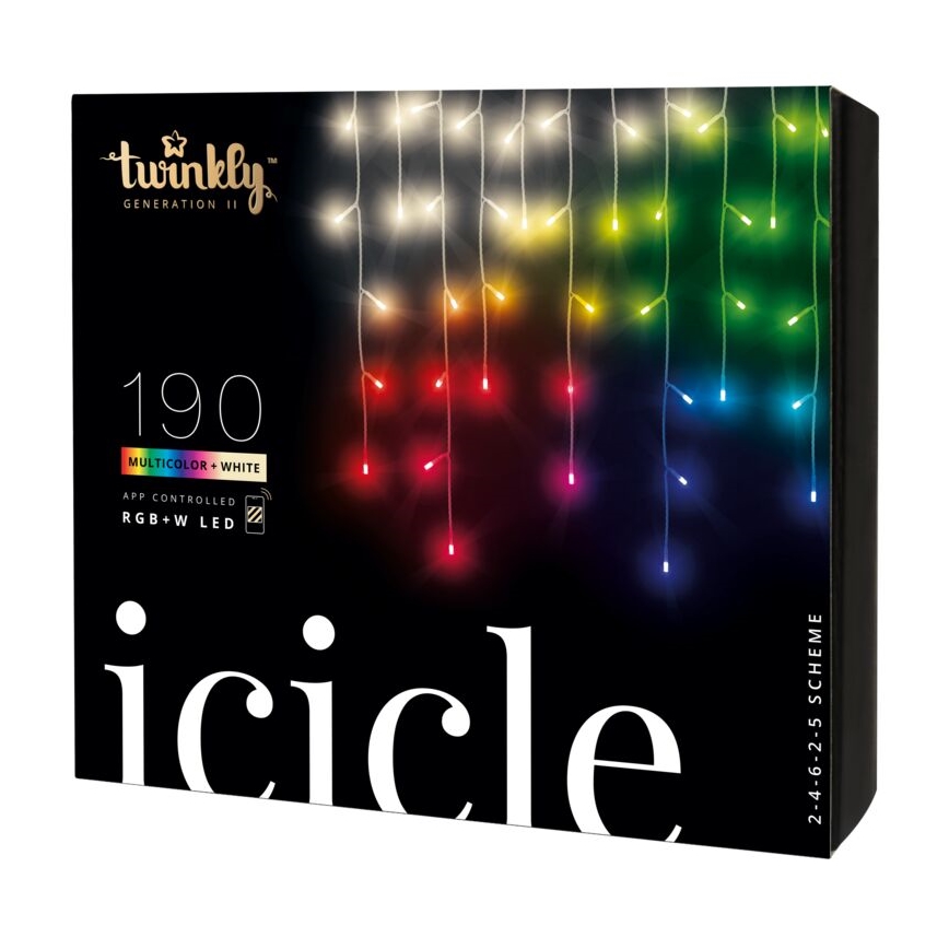Twinkly - LED RGBW Stmievateľný vonkajší vianočný záves ICICLE 190xLED 11,5m IP44 Wi-Fi