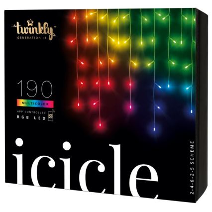 Twinkly - LED RGB Stmievateľný vonkajší vánoční závěs ICICLE 190xLED 11,5m IP44 Wi-Fi