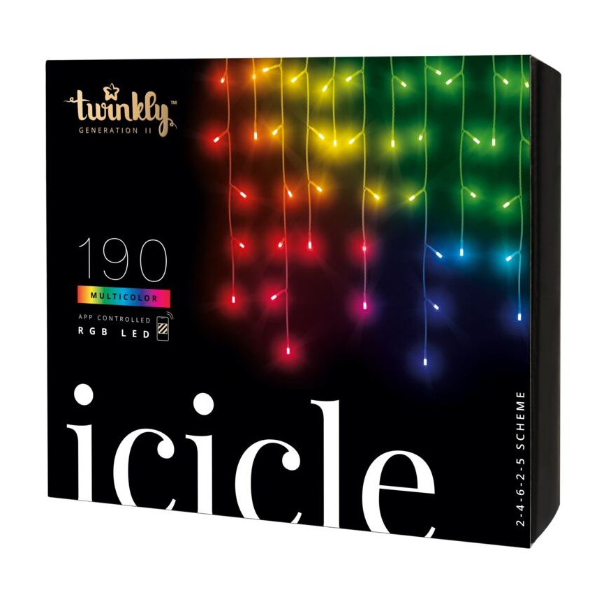 Twinkly - LED RGB Stmievateľný vonkajší vánoční závěs ICICLE 190xLED 11,5m IP44 Wi-Fi