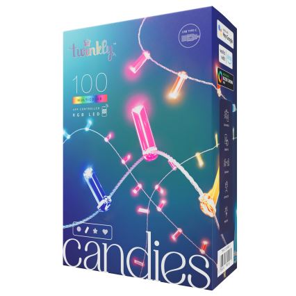 Twinkly - LED RGB Stmievateľná vianočná reťaz CANDIES 100xLED 8 m USB Wi-Fi