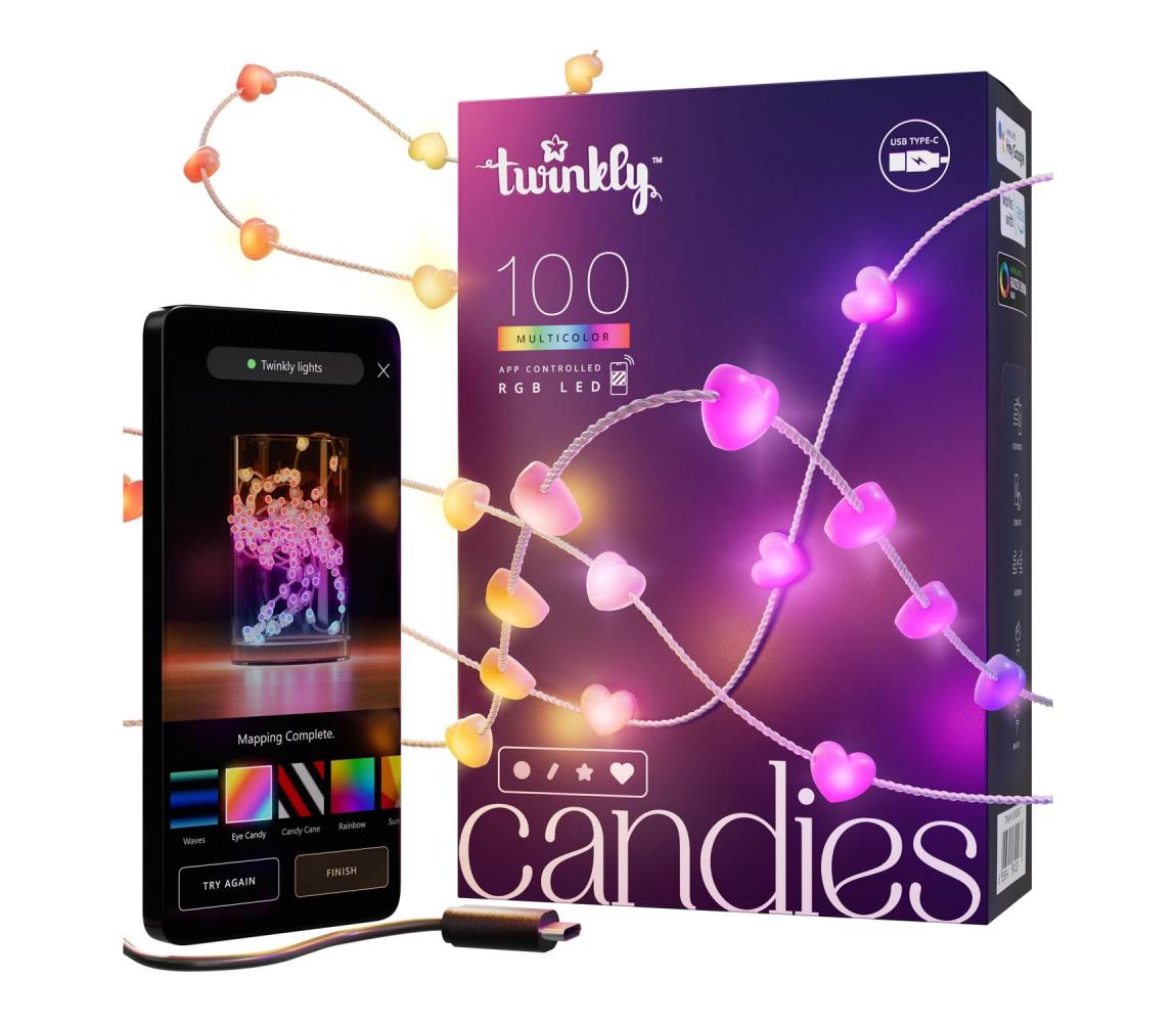 Twinkly TWKH100RGB-T - LED RGB Stmievateľná svetelná reťaz 100xLED 8 m USB Wi-Fi TWKH100RGB-T