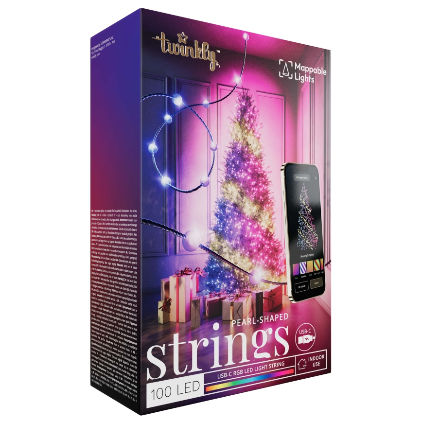 Twinkly - LED RGB Stmievateľná vianočná reťaz CANDIES 100xLED 8 m USB Wi-Fi
