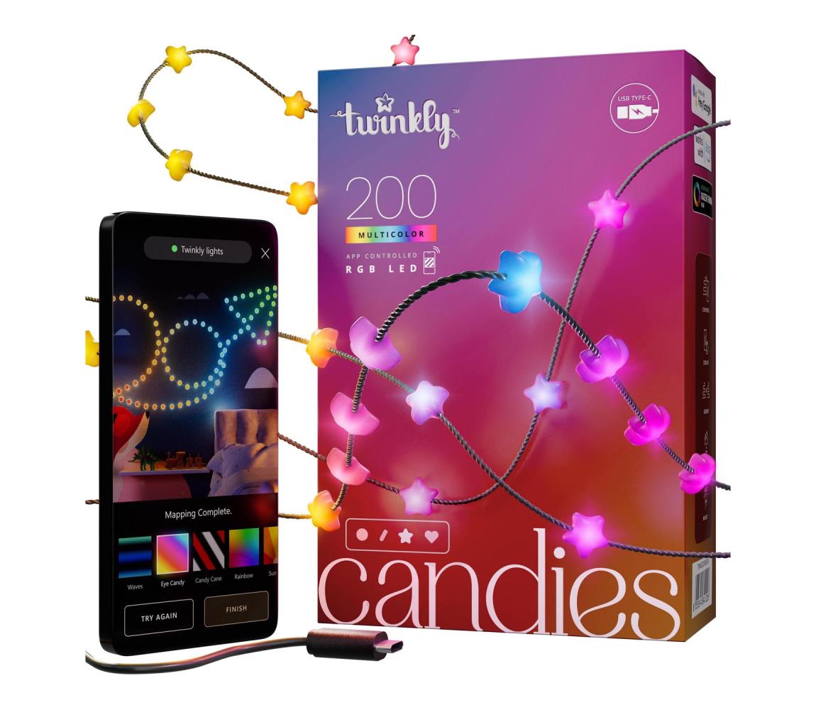 Twinkly TWKS200RGB-G - LED RGB Stmievateľný  reťaz 200xLED 14 m USB Wi-Fi TWKS200RGB-G