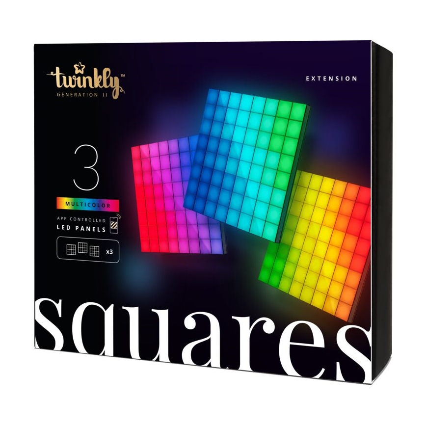 Twinkly - SADA 3xLED RGB Stmievateľný panel SQUARES 64xLED 16x16 cm Wi-Fi