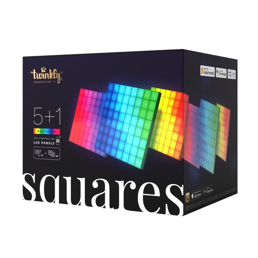 Twinkly - SADA 6xLED RGB Stmievateľný panel SQUARES 64xLED 16x16 cm Wi-Fi