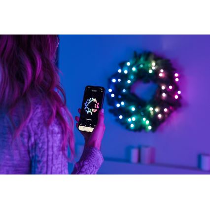 Twinkly - LED RGB Stmievateľný vánoční věnec PRE-LIT WREATH 50xLED pr. 61cm Wi-Fi