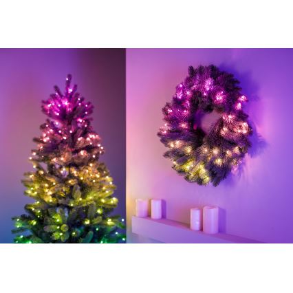 Twinkly - LED RGB Stmievateľný vánoční věnec PRE-LIT WREATH 50xLED pr. 61cm Wi-Fi