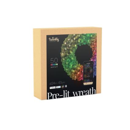 Twinkly - LED RGB Stmievateľný vánoční věnec PRE-LIT WREATH 50xLED pr. 61cm Wi-Fi