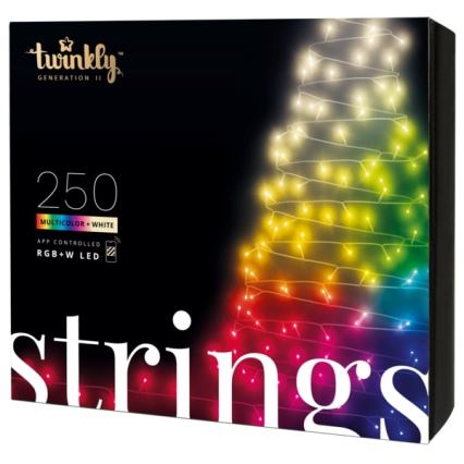 Twinkly - LED RGBW stmievateľný vonkajší svetelný reťazec STRINGS 250xLED 23,5m IP44 Wi-Fi