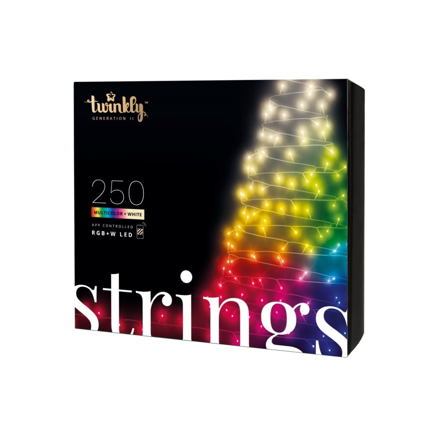 Twinkly - LED RGBW Stmievateľná vonkajšia vianočná reťaz STRINGS 250xLED 23,5m IP44 Wi-Fi