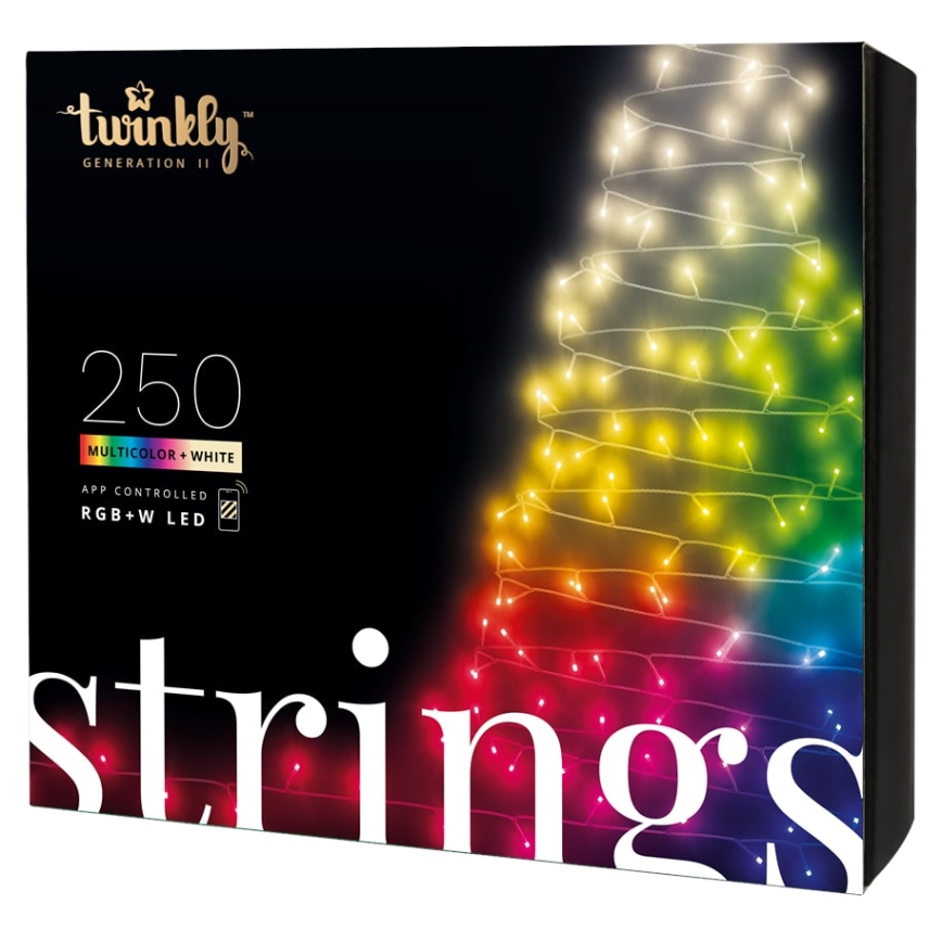 Twinkly - LED RGBW Stmievateľná vonkajšia vianočná reťaz STRINGS 250xLED 23,5m IP44 Wi-Fi