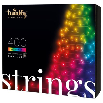 Twinkly - LED RGB Stmievateľný vonkajší vianočná reťaz STRINGS 400xLED 35,5m IP44 Wi-Fi