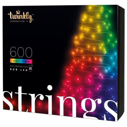 Twinkly - LED RGB Stmievateľný vonkajší vianočná reťaz STRINGS 600xLED 51,5m IP44 Wi-Fi