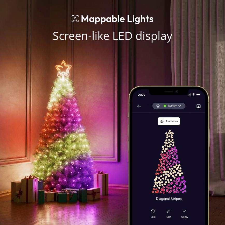Twinkly - LED RGB Stmievateľná vianočná hviezda TREE TOPPER 76xLED USB Wi-Fi