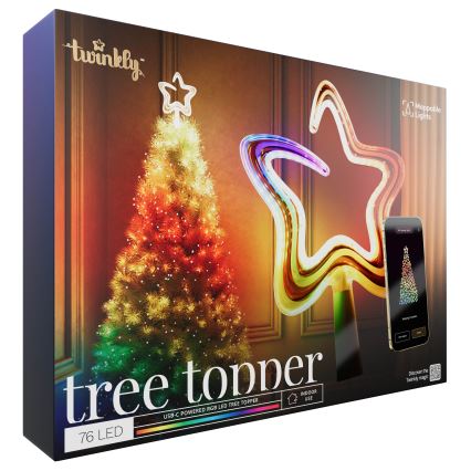 Twinkly - LED RGB Stmievateľná vianočná hviezda TREE TOPPER 76xLED USB Wi-Fi