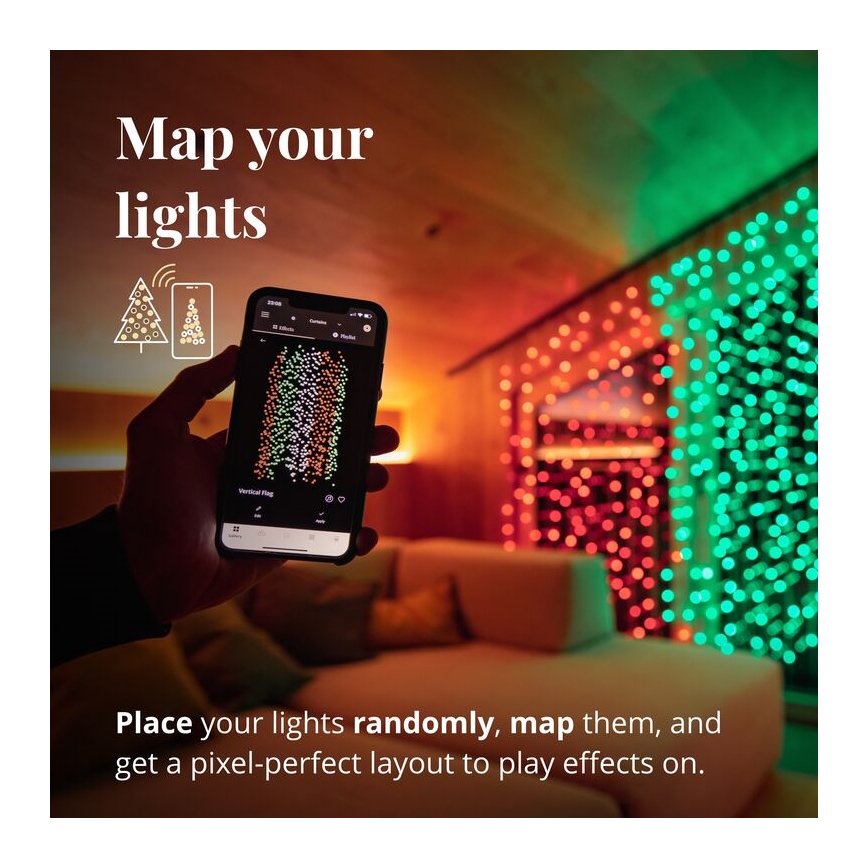 Twinkly - LED RGBW Stmievateľný vonkajší vianočný záves CURTAIN 210xLED 6,1m IP44 Wi-Fi